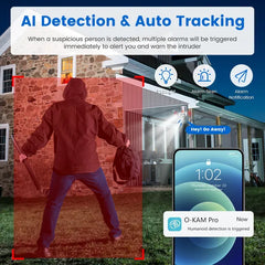 1080P HD 4-Lens Security Camera 360° View WiFi Pan & Tilt Surveillance Camera With Full Color Night Vision Auto Motion Tracking 2-Way Audio Spotlights IP66 Waterproof Max 128G Not Included