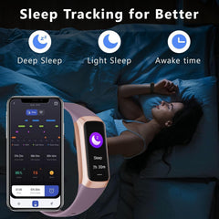 Fitness Tracker With 24 7 Heart Rate Blood Oxygen Sleep Monitor IP68 Waterproof For Women Men