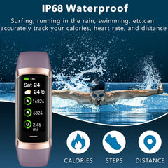 Fitness Tracker With 24 7 Heart Rate Blood Oxygen Sleep Monitor IP68 Waterproof For Women Men