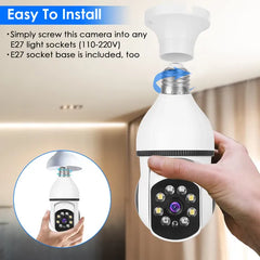 E27 WiFi Bulb Camera 1080P FHD WiFi IP Pan Tilt Security Surveillance Camera With Two-Way Audio Full Color Night Vision Flood Light Motion Tracking Siren Function APP Control