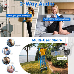 1080P HD 4-Lens Security Camera 360 Degree View WiFi Pan & Tilt Surveillance Camera With Full Color Night Vision Auto Motion Tracking 2-Way Audio Spotlights IP66 Waterproof Max 128G Not Included